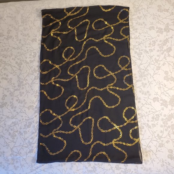 Elegant Lightweight Black & Gold Infinity Scarf - Picture 5 of 6